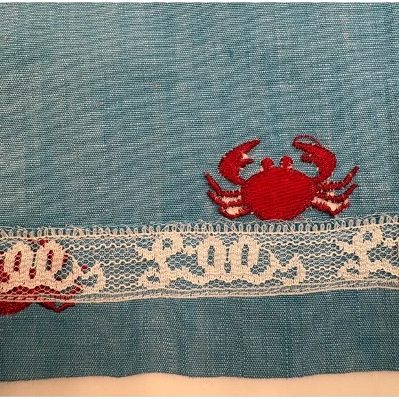 Lilly Pulitzer Vintage Blue Mini Skirt With Red Crabs Snap Closure Size 4 - Picture 6 of 6